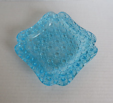 Vintage L G Wright ~ Daisy and Button Blue ~ Ashtray ~ 5 3/4" Square