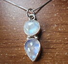 Blue Moonstone 925 Sterling Silver Necklace with Very Nice Blue Iridescence 128g