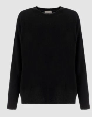 $890 Agnona Mujer Negro Manga Larga Acanalado Cachemira Sudadera Suéter Talla S Foto 1 de 4