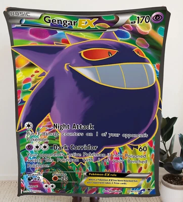 READ 1999 Pokemon GENGAR EX XY WARM BLANKET Large 50x60 - Image 1 of 4