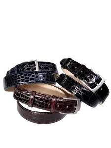 Cintura uomo in coccodrillo fianco fodera di pelle cuoio nabuck 4cm  fibbia free - Zdjęcie 1 z 12