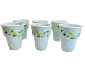 6 Market Source Melamine Vienna Floral Ice Cream Cone Shaped Dish/Holders - Picture 1 of 12