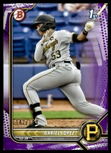 2022 Bowman 1st Prospects Purple Pattern Dariel Lopez 142/199 Pittsburgh Pirates - Picture 1 of 2