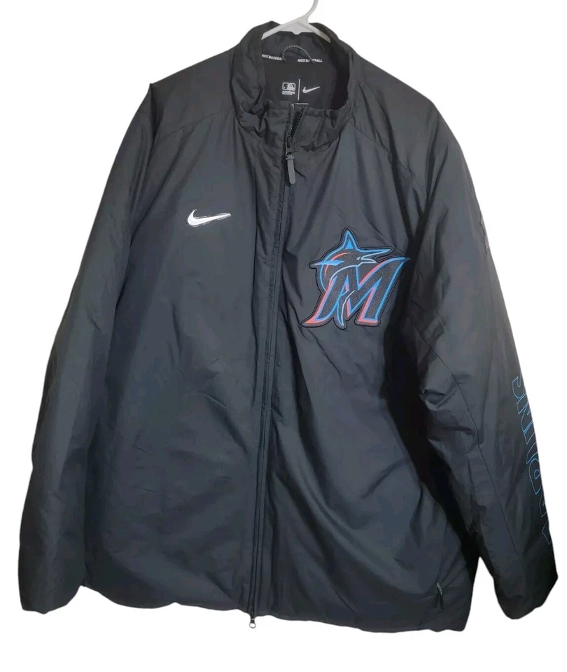Nike Jacket Mens 2XL Black Marlins Dugout Sportswear Athleisure Baseball Holiday - Image 1 of 4