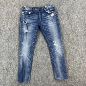 Pantalones de mezclilla elásticos desgastados calce ceñidos Windsor azul 34x30 Prps para hombre - Imagen 1 de 15