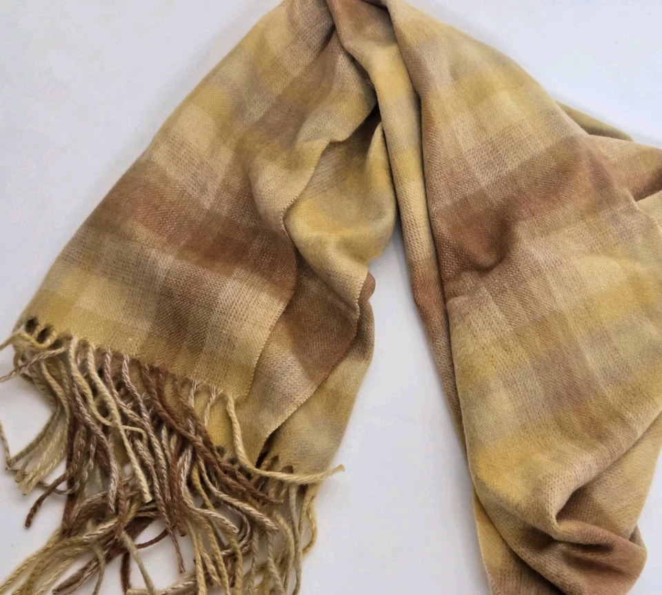 Bufanda Nordstrom 100 % cachemir marrón a cuadros a cuadros otoño Foto 1 de 4