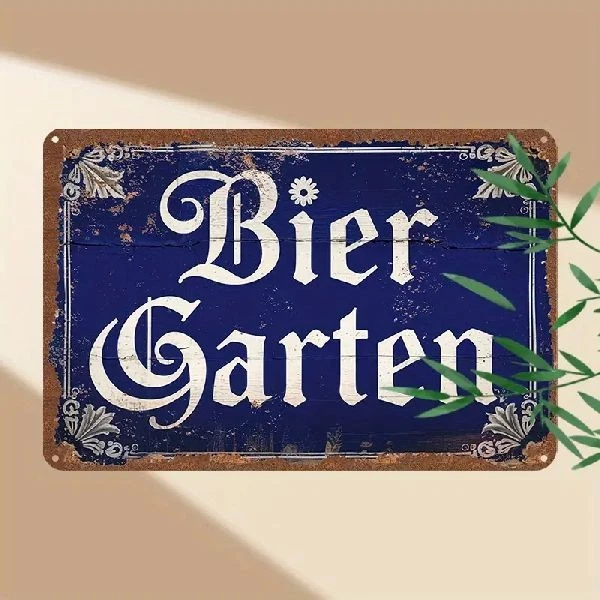 Blechschild „Biergarten“ | 46x10 Cm | Aus Stahl | Wanddekoration Im Vintage-Look