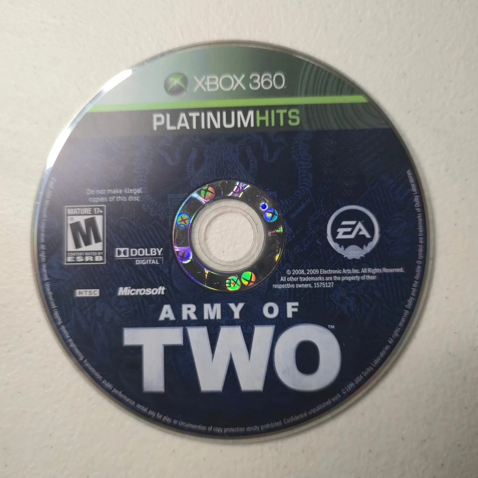 Army of Two Platinum Hits Xbox 360 Video Game Co-Op Multiplayer - Image 1 of 1