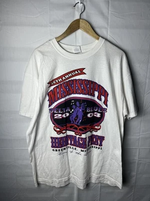 Camisa de música vintage Mississippi Delta Blues 2003 Heritage Fest XL Foto 1 de 3