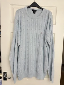 GANT Herren Pullover Pulli mit Zopfmuster hellblau Grobstrick Größe XXL 2XL - Bild 1 von 7