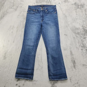 J.Crew Jean Womens 28 Blue Denim Billie Demi Boot Crop Kick Flare Raw Hem Casual - Picture 1 of 15