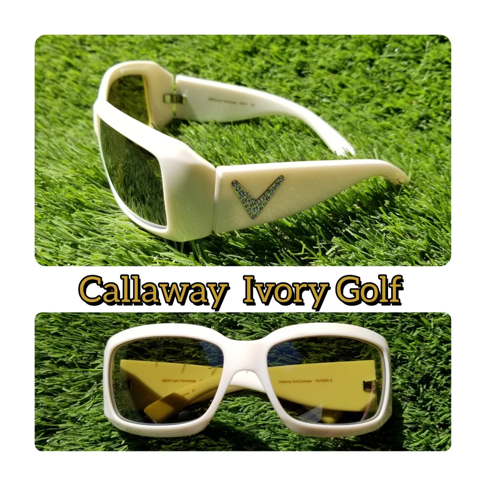 Callaway Ivory Golf Sunglasses Green NEOX Lenses Rhinestones C410WH G Rare - Image 1 of 4