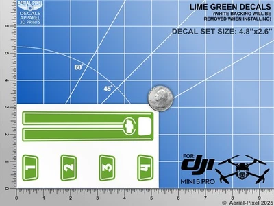 DJI Mini 5 Pro Racing Stripes With Battery Decals Number #1-4 Sticker Skin - Image 1 of 3