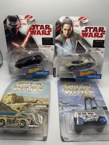 Star Wars Hot Wheels Character Cars Lot 4 Kylo Ren Rey Tatooine Hoth Sealed - Picture 1 of 4