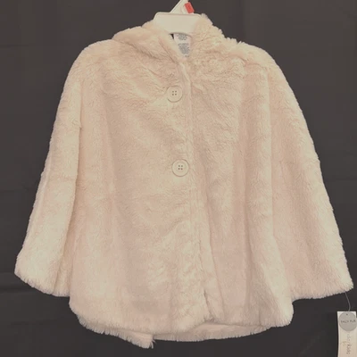 Capa princesa envoltório xale pele sintética marfim para meninas tamanho 3T capuz encaixe frontal nova com etiquetas - Imagem 1 de 4