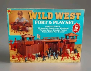 Vintage Wild West Fort & Play Set 50+ Pcs USA Toy Street - Picture 1 of 15