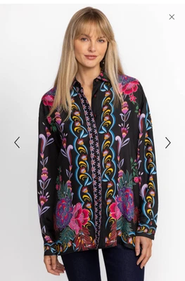 Nueva Camisa Johnny Was Jade Rosalynda Abotonada Rayón Seda Para Mujer Talla XL Foto 1 de 4