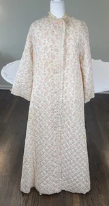 Christian Dior Women's Pink Floral  Quilted Robe & Nightgown Vintage Size L & M - Picture 1 of 19