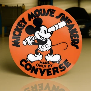 Mickey Mouse Sneakers  Vintage Converse Round Metal Sign – 19.7" (50 cm) - Picture 1 of 6