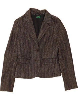 Chaqueta Blazer BENETTON Mujer 2 Botones IT 38 XS Gris Espiga Poliéster DN58 Foto 1 de 3
