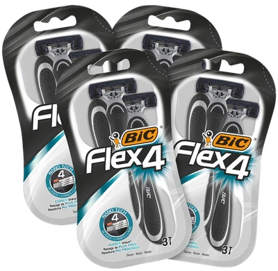 BIC GROUP BIC Flex 4 Rasierer Herren, 2 x 6 Einwegrasierer mit je 4 Klingen
