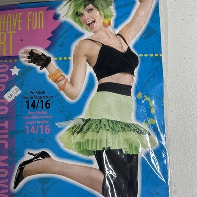 80’s Costume Green Skirt One Size Fits Up To 14/16 Retro Lime Neon Green - Image 1 of 4