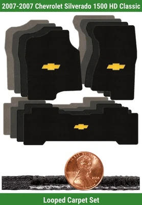 Conjunto de tapete loop personalizado para '07 Silverado 1500 HD com logotipo (3 peças) #9ZB - Imagem 1 de 4