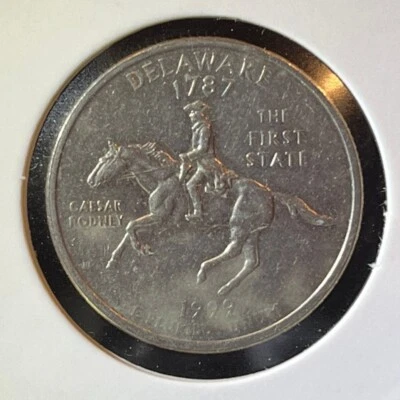 Struck Thru Grease Error ✨SEE PICS✨Delaware State Quarter✨ Off Center Strike - Image 1 of 4