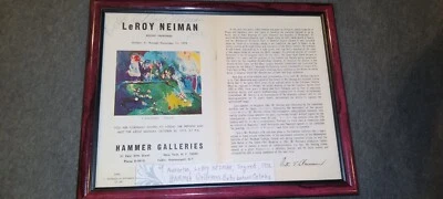 Leroy Neiman Auténtico Firmado Personalmente a Mano a Betty 1972 Hammer Gallery NY.  Foto 1 de 4