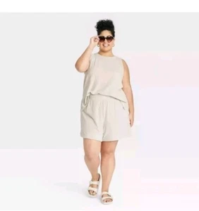 A New Day Women's Plus Size Terry Tank Top Tan XXL - Picture 1 of 7