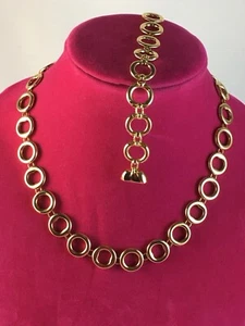 ROBERTO BY RFM "SEMPRE" GOLDTONE CONVERTIBLE CIRCLE NECKLACE AND BRACELET - Picture 1 of 20