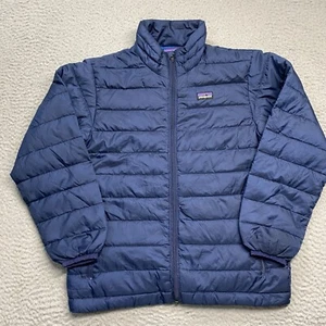 Patagonia Jacket Youth Kids Large Puffer Down Fill Full Zip Navy Blue Winter - Picture 1 of 9