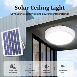 Solar Power Ceiling Pendant Light +Remote Control Outdoor Indoor Lamp Waterproof - Picture 1 of 14