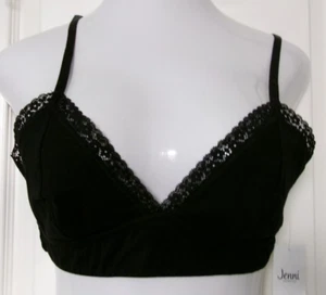 Jenni Bralette Bralette Sin Alambres Talla Grande Negro con Ribete de Encaje - Imagen 1 de 2