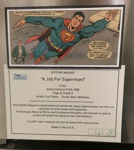 "A JOB FOR SUPERMAN" Spitfire Magnet 1/1 *Orig Comic Panel* GREAT GIFT!  - Picture 1 of 6