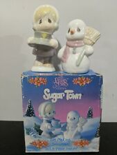 Sugar Town "Girl Making Snowman" Porcelain 4" Salt and Pepper Shakers