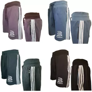 Mens Shorts Football Gym Running 3 Stripe 2 Side Zip Pocket Mens Fleece LOT - Picture 1 of 9