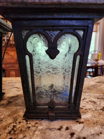 Antique 1924 LIGHTOLIER Arts & Crafts Mission Iron Porch  Lantern Pendant Light Cover