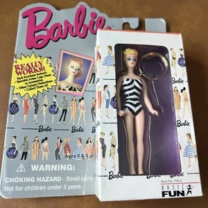 NIB Blond Barbie Keychain In B&W Swimsuit -1995 - Picture 1 of 5
