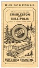 Bus Schedule, Charleston and Gallipolis, August 15, 1929, Blue & Gray Transit Co