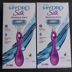 Lot Of Two Schick Hydro Silk Moisture Care Razor for Women, 1 Handle + 2 Refills - Picture 1 of 2