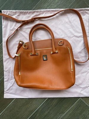 Оранжевая кожаная сумка с двойной ручкой и ремнем через плечо - LUANA Италия - новый с Ярлыками - Изображение 1 из 4