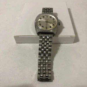 GRUEN Precision Wristwatch 17 Jewels Date Swiss Vintage Watch Stainless Mens SS - Picture 1 of 8