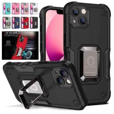 Armor Phone Case for iPhone 15 14 Pro Max 11 12 13 8 Anti-Shock Ring Stand Cover - Image 1 of 4