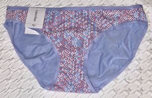 CALVIN KLEIN Form Cotton Printed Blue Bikini Panty Underwear Womens S 5 M 6 L 7