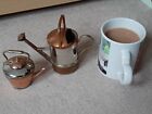 1980s Miniature Copper And Brass Watering Can And Kettle approx 5" and 3.5" high