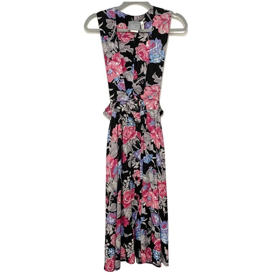 Vestido babero vintage floral negro Carol Anderson Petites 4 prariecore farmcore Foto 1 de 4