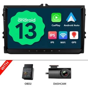 DVR+OBD+9" Android 13 Car Radio GPS Head Unit For VW Jetta Golf Tiguan Caddy EOS - Picture 1 of 20