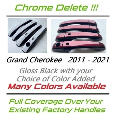 Black & Color Door Handle Overlays Fits 2011-2020 Jeep Grand Cherokee U PICK CLR - Image 1 of 4