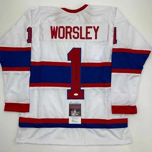 Autographed/Signed Gump Worsley Montreal White Hockey Jersey JSA COA - Picture 1 of 4
